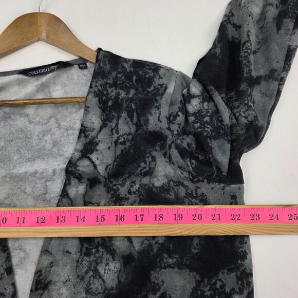 Colleen Lopez Women Open Front Tie Dye Long Sleeve Cardigan Sweater Black Gray M - Picture 13 of 15